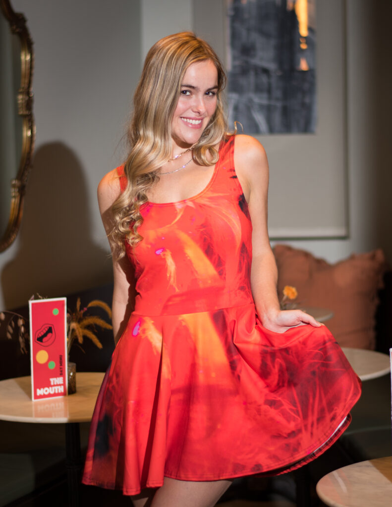 Laila Wheeler wearing Glow Art by Ron Vestal